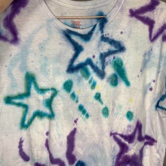 Hanes Custom Tie Dye Star Design Tee MED - Picture 5 of 5